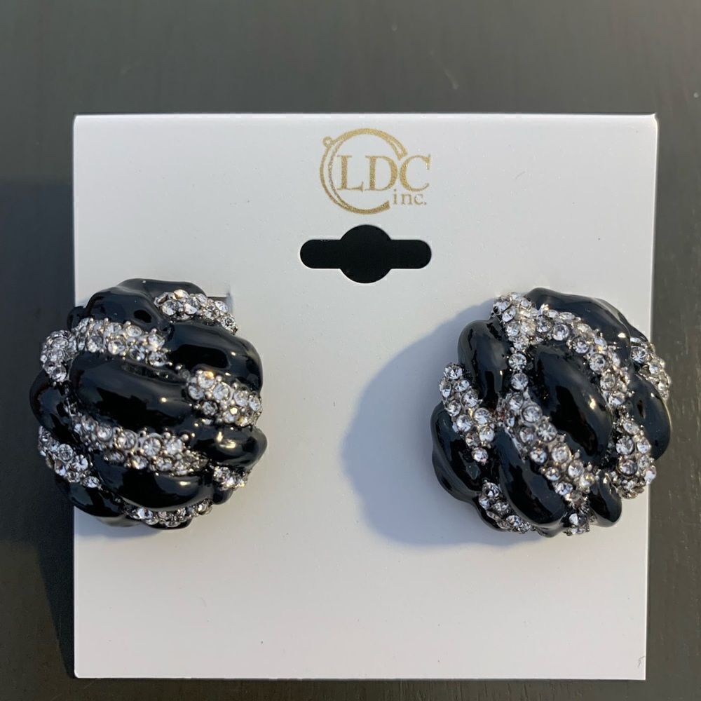 Evening wear clip on beaded rhinestone earrings